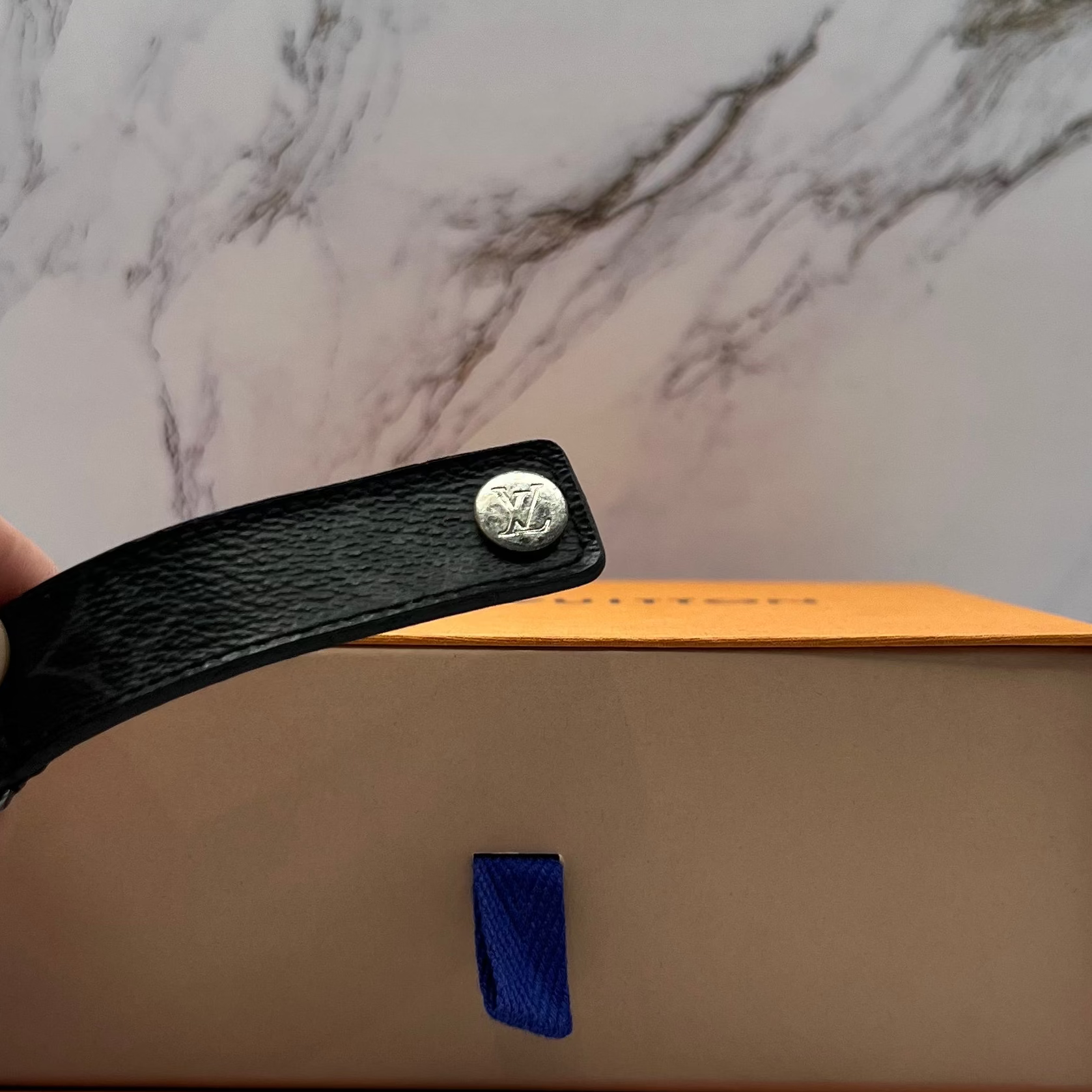 Louis Vuitton Logo Strap Bracelet Black