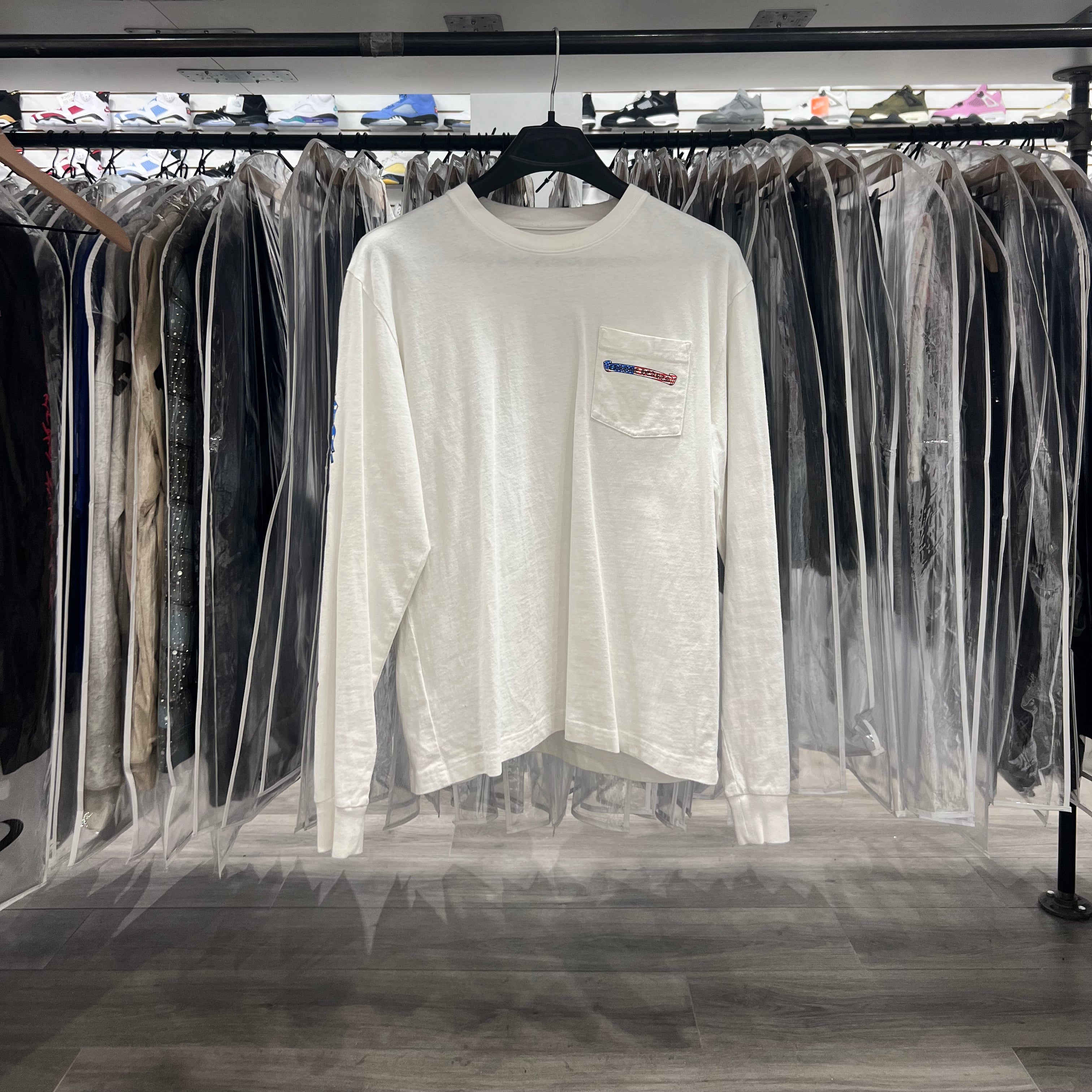 Chrome Hearts Matty Boy USA Long-Sleeve Tee White (Lightly Worn)