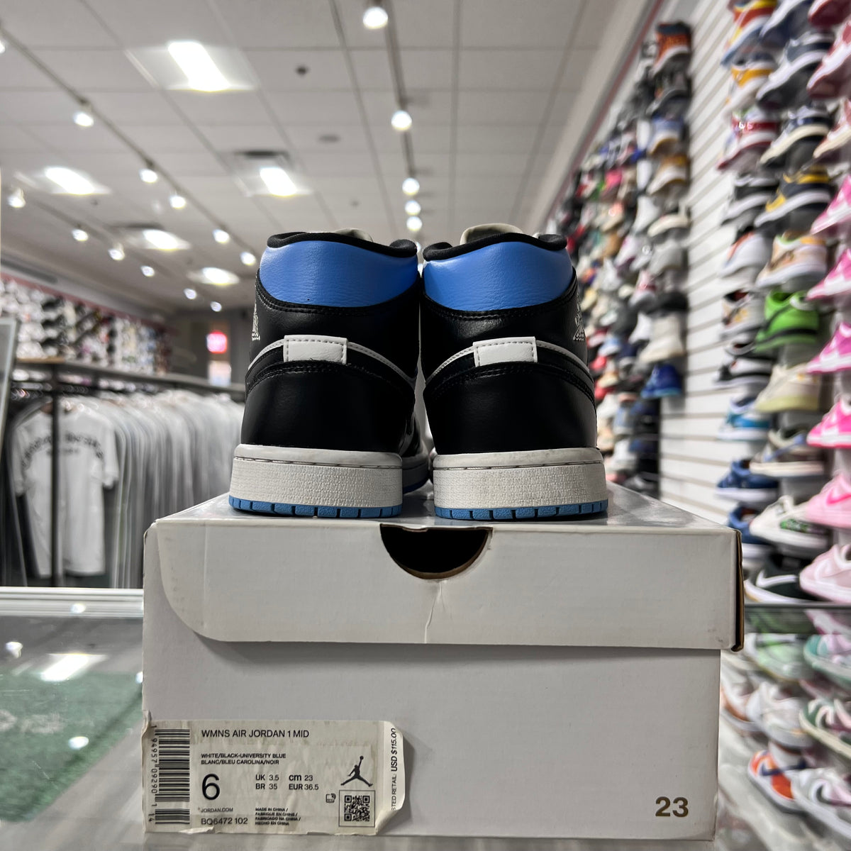 Jordan 1 Mid Womens University Blue (Lightly Worn)