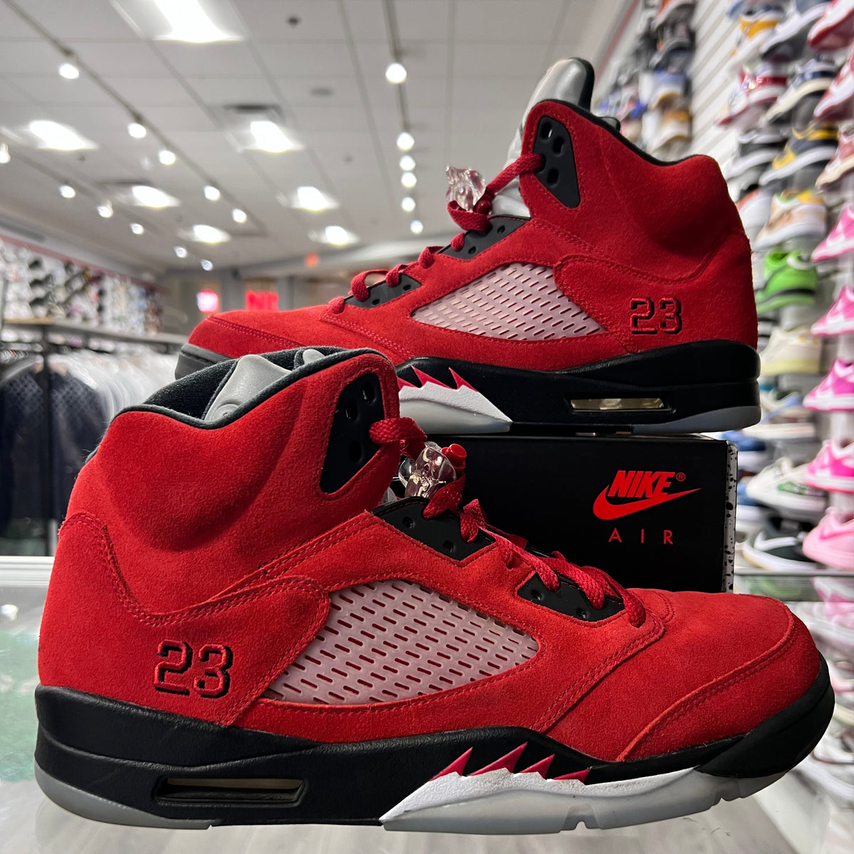 Jordan Retro 5 Mens Ragging Bull Red (Lightly Worn+Replacement Box)