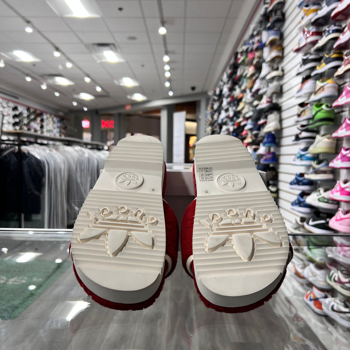 Gucci X Adidas Monogram Platform Slide Red (Lightly Worn+Replacement Box)