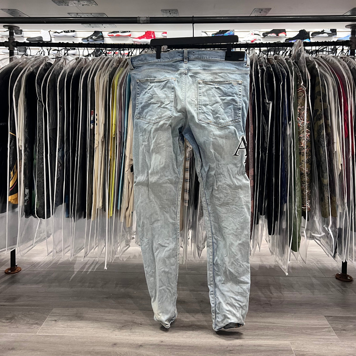 Amiri Staggered Logo Light Blue Jeans (Lightly Worn)