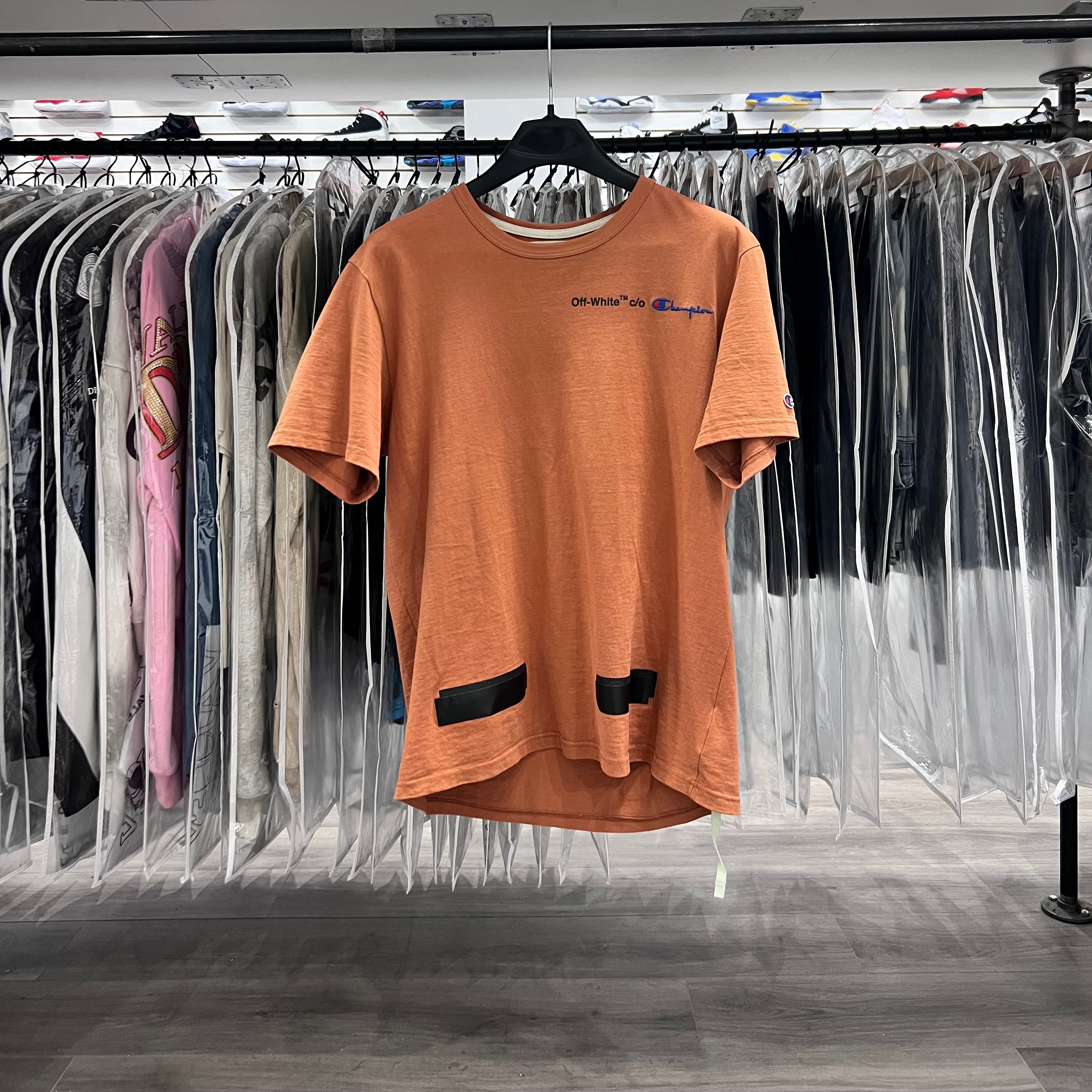 Off White X Champion Arrows Tee Brown (Lightly Worn)