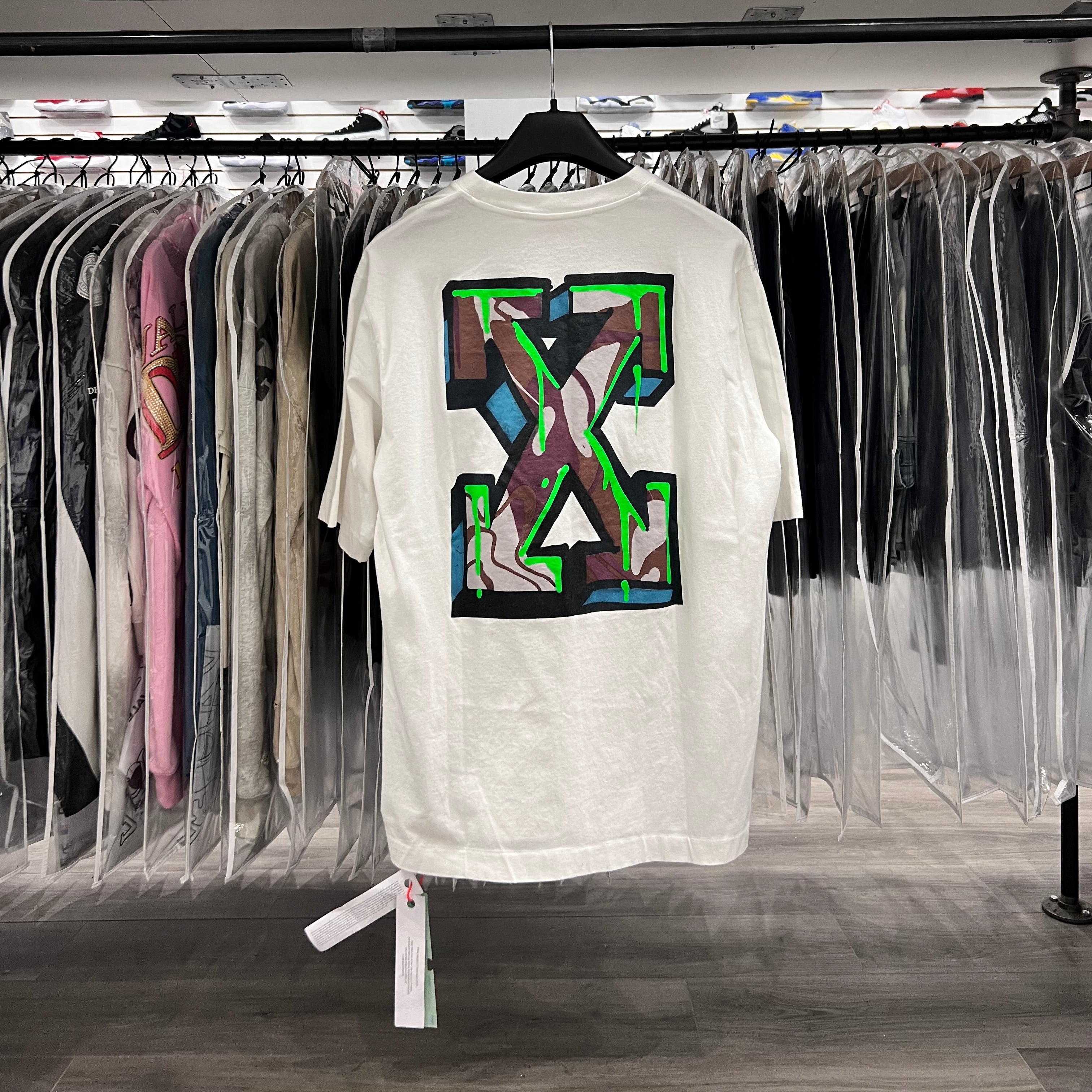 Off White Neon Arrows Skate Tee White (Lightly Worn)