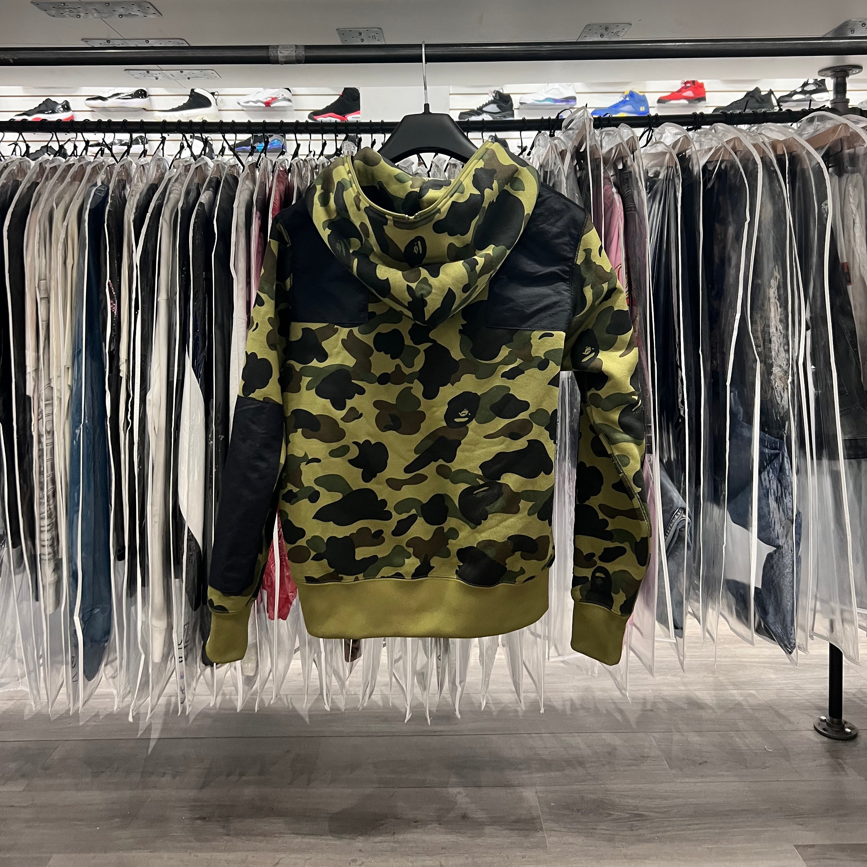 A Bathing Ape 1st Camo Patched Wide Full Zip Hoodie Green (Lightly Worn)