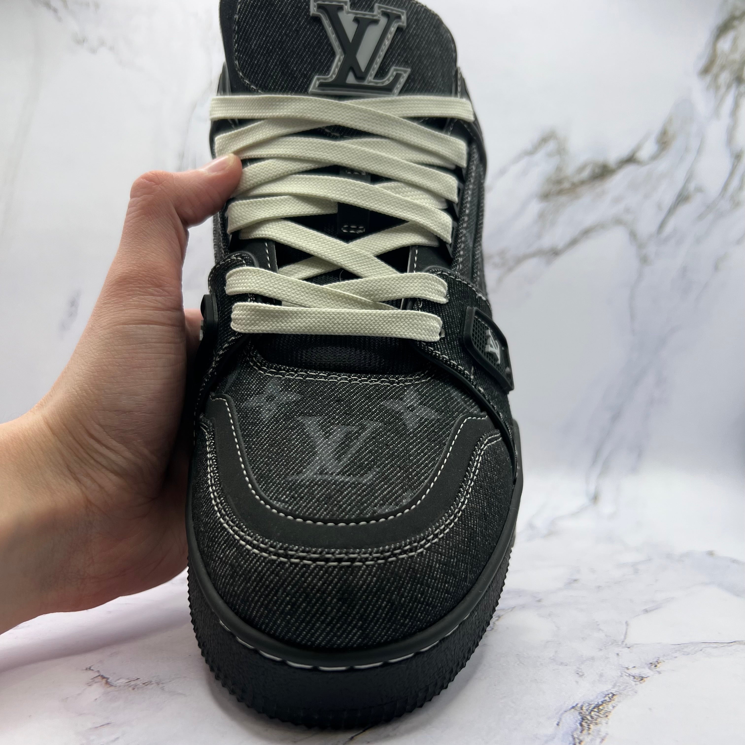 Louis Vuitton Trainers Black Denim (Replacement Box)