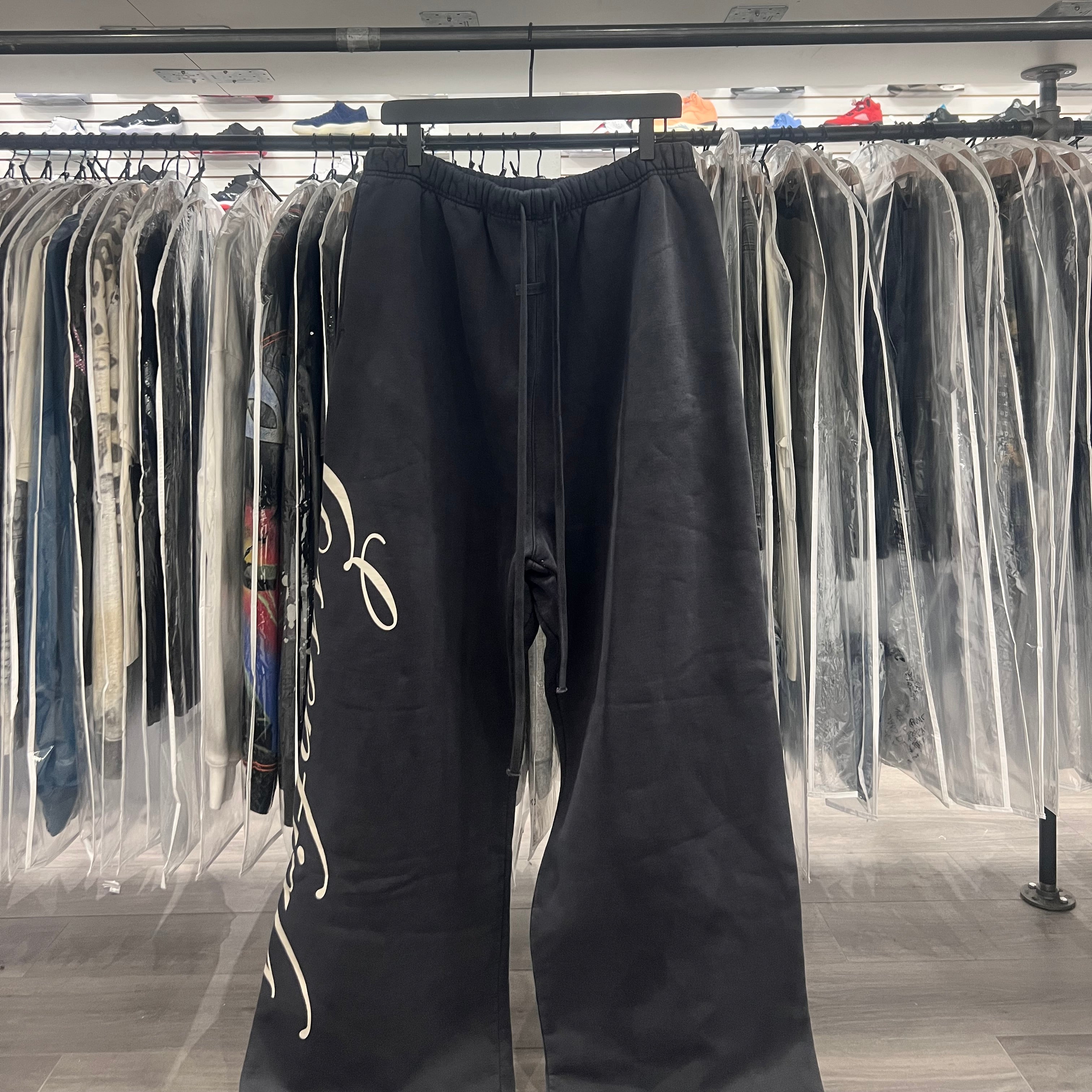Fear Of God Script Logo Sweat Pants Black (Lightly Worn)