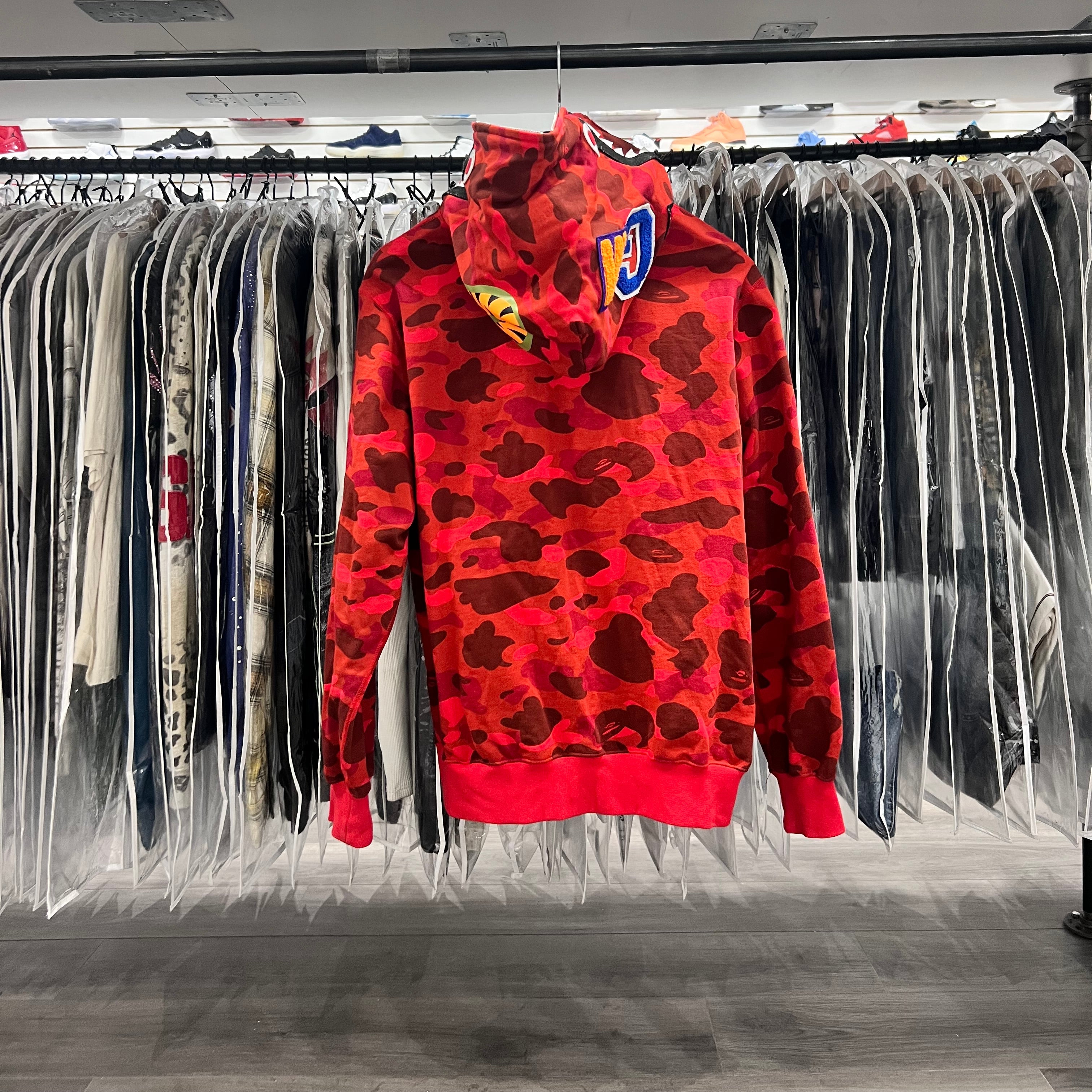 A Bathing Ape Red Camo Shark Zip Up (Lightly Worn)
