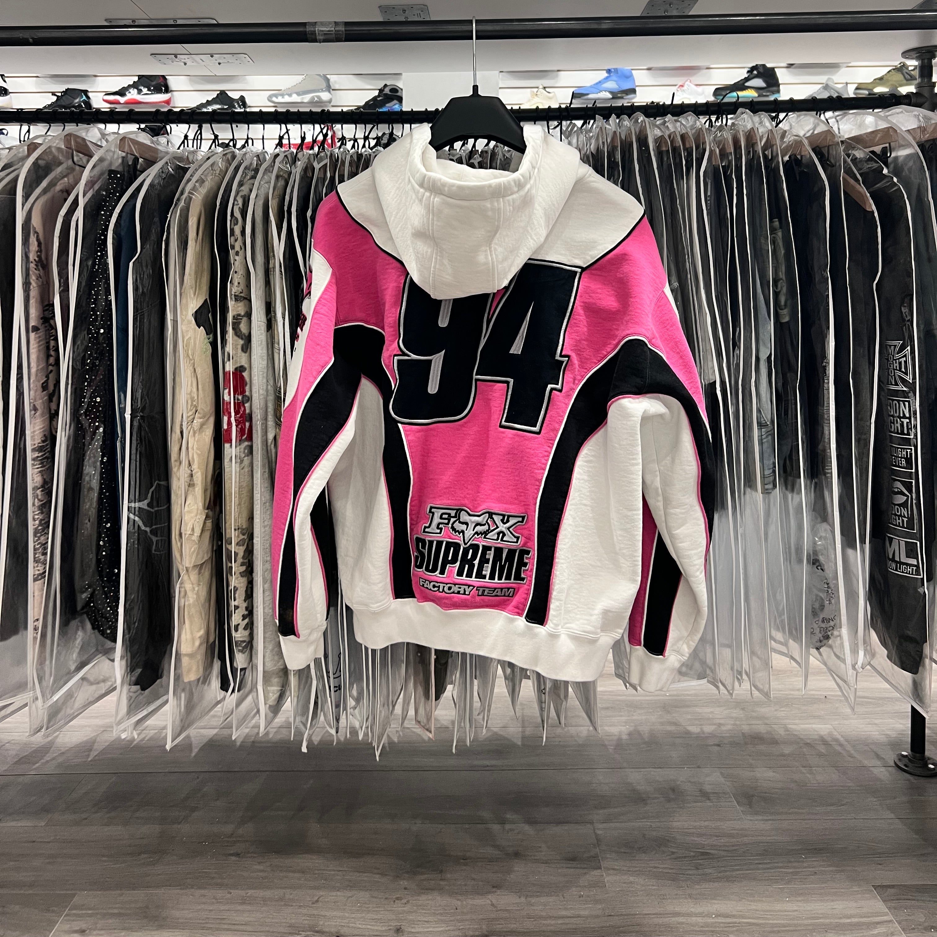 Supreme X Fox Racing Zip Up Hoodie Pink (Lightly Worn)