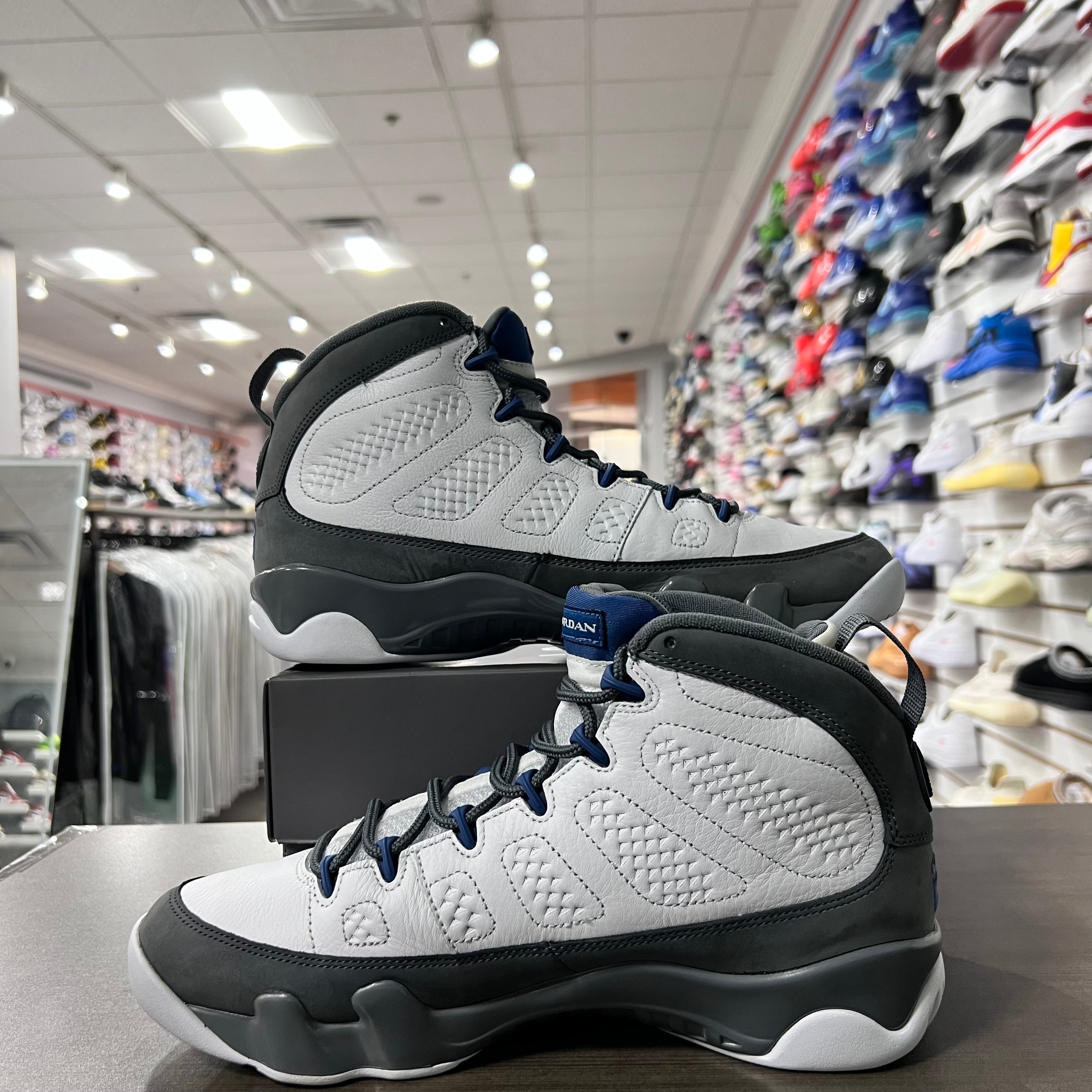 Jordan Retro 9 Mens Flint Grey French Blue (Lightly Worn)