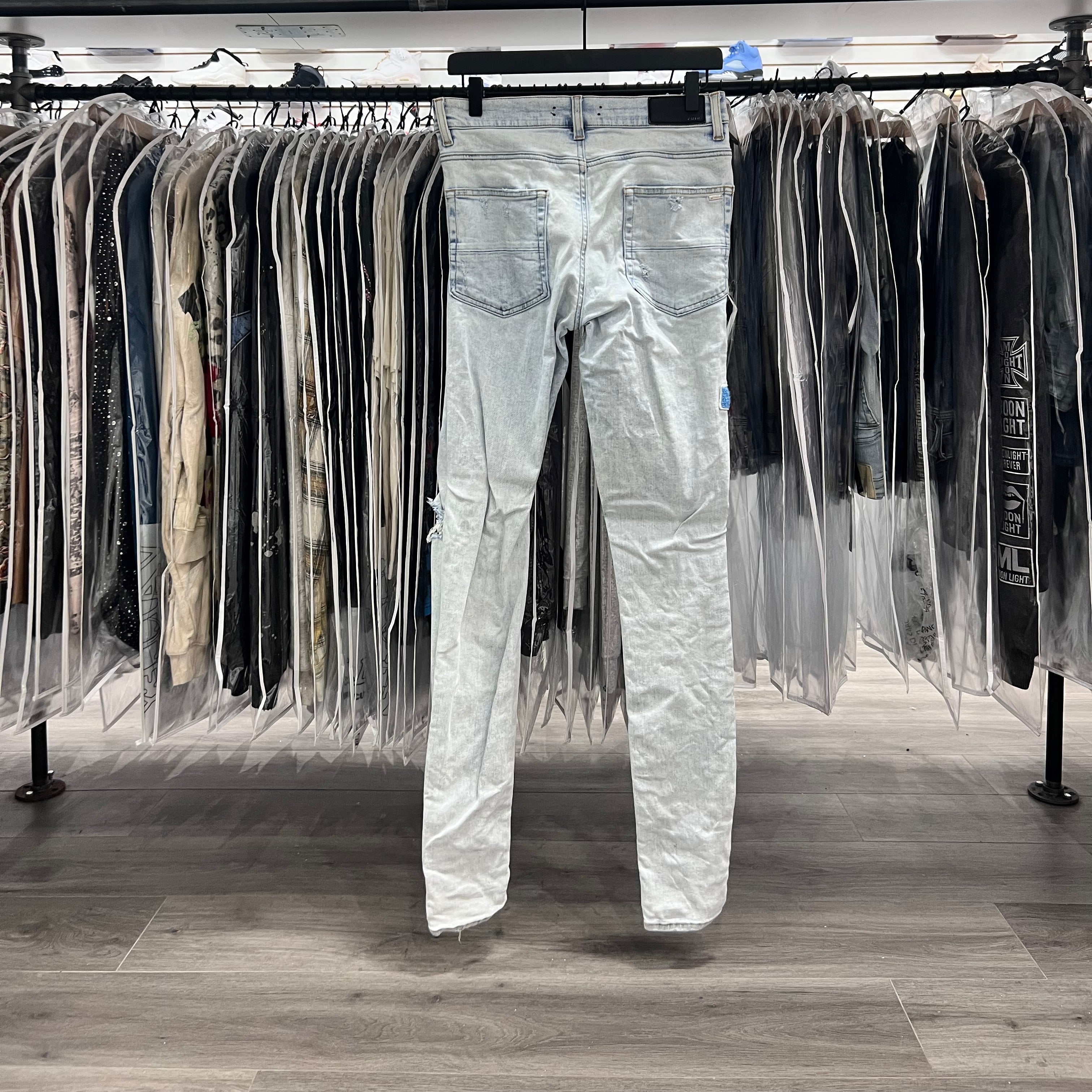 Amiri Baby Blue Patch Jeans (Lightly Worn+Altered)
