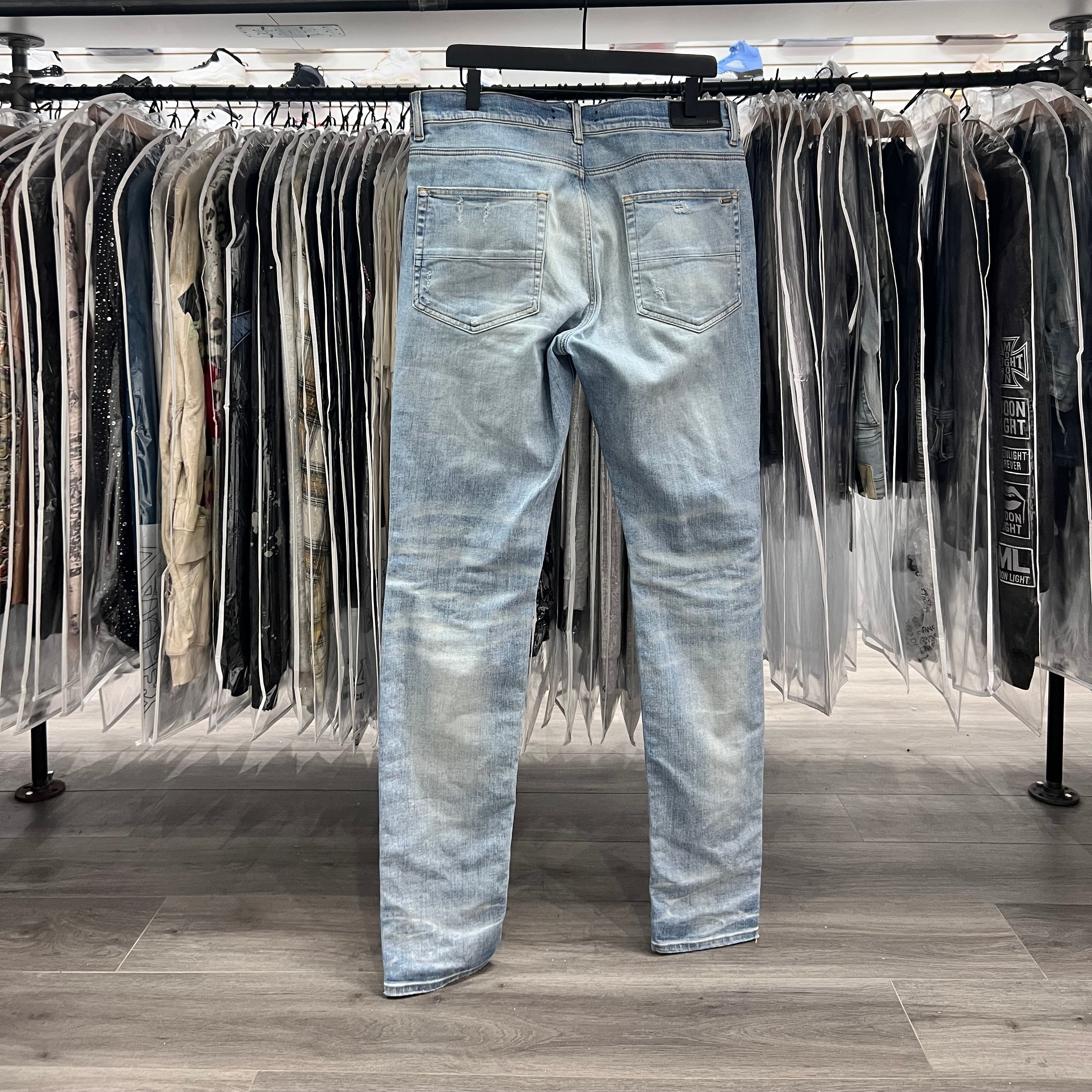 Amiri MX1 Jeans Dark Blue Black Patches (Lightly Worn)