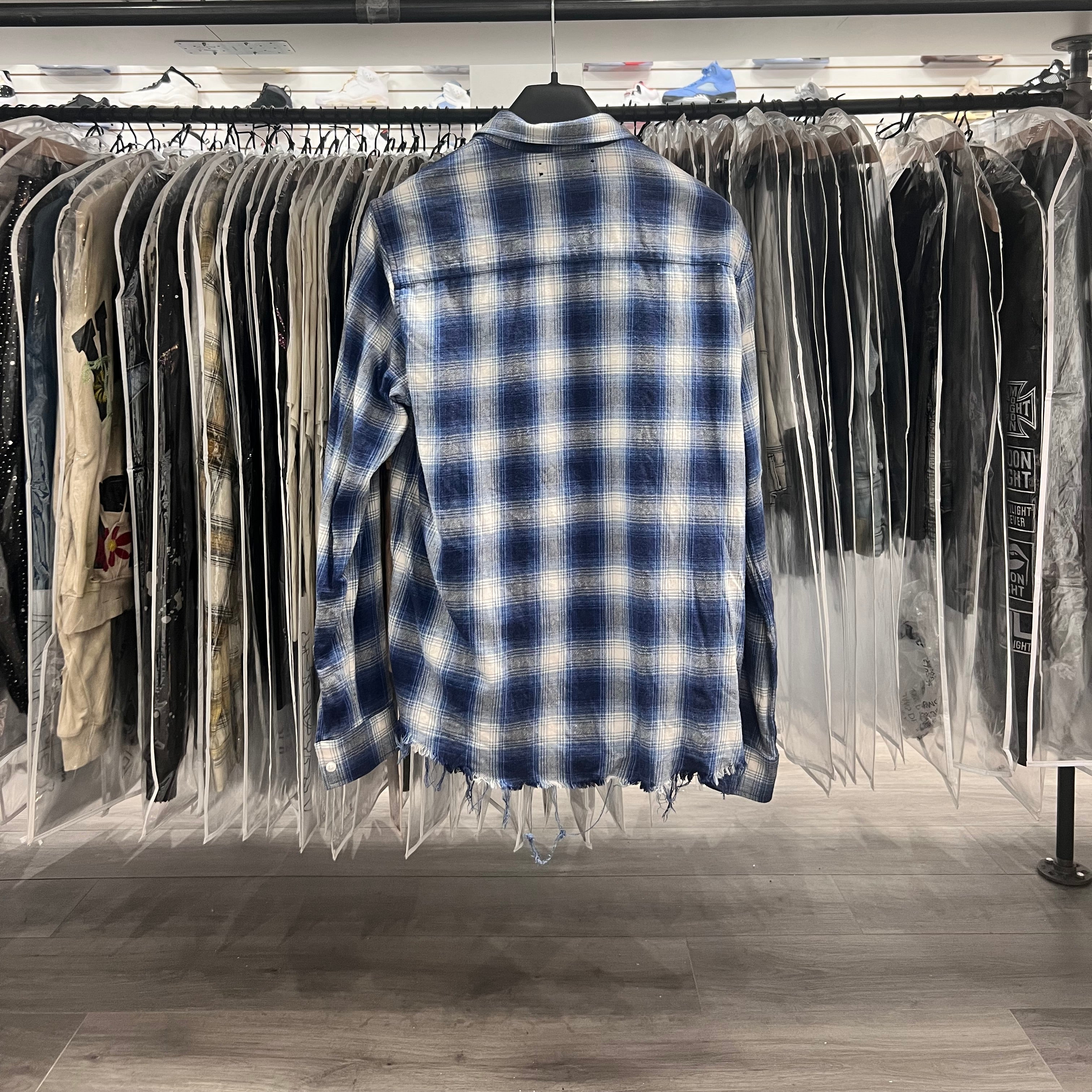 Amiri Star Logo Flannel Distressed Blue (Lightly Worn)