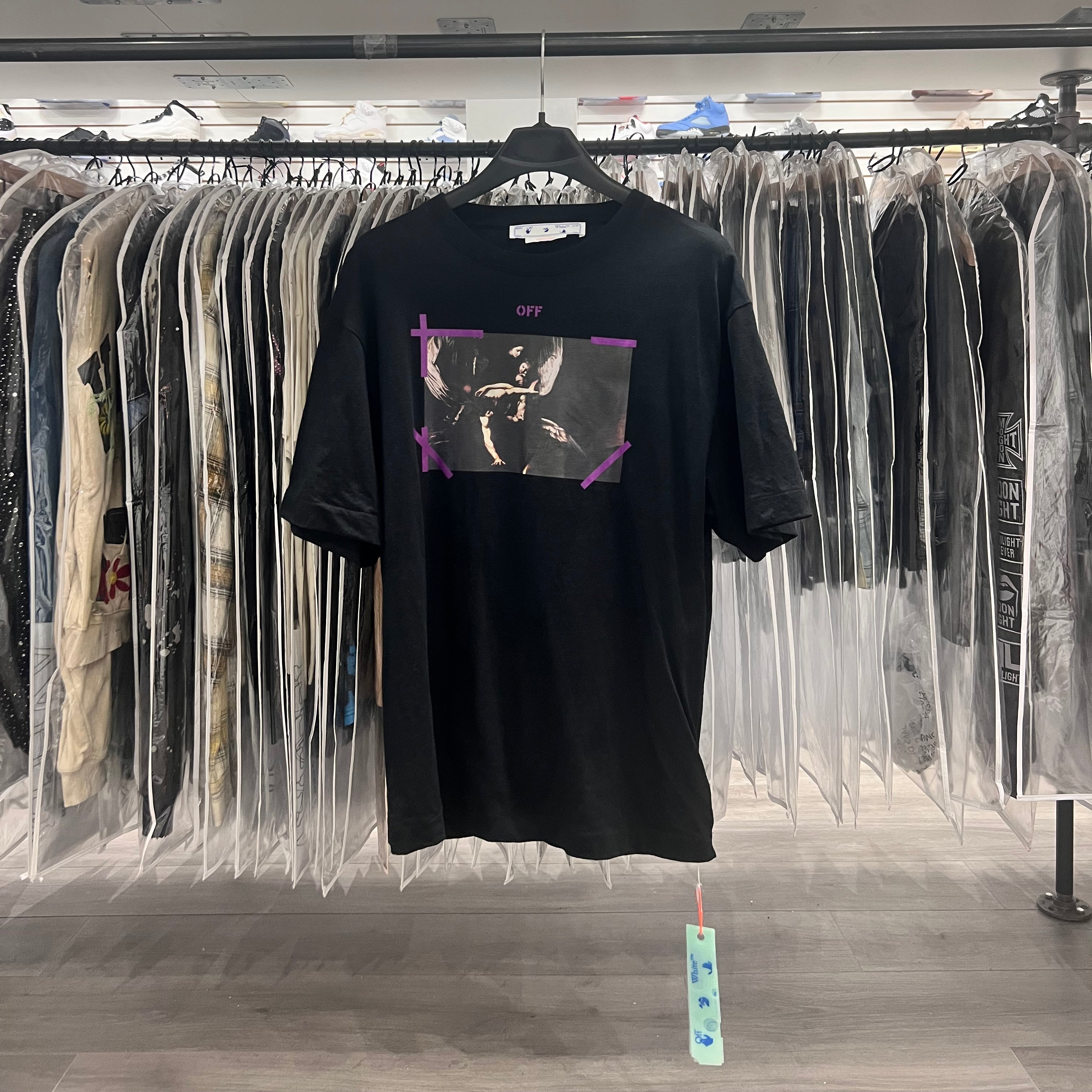 Off White Purple Stripe Caravaggio Tee Black (Lightly Worn)