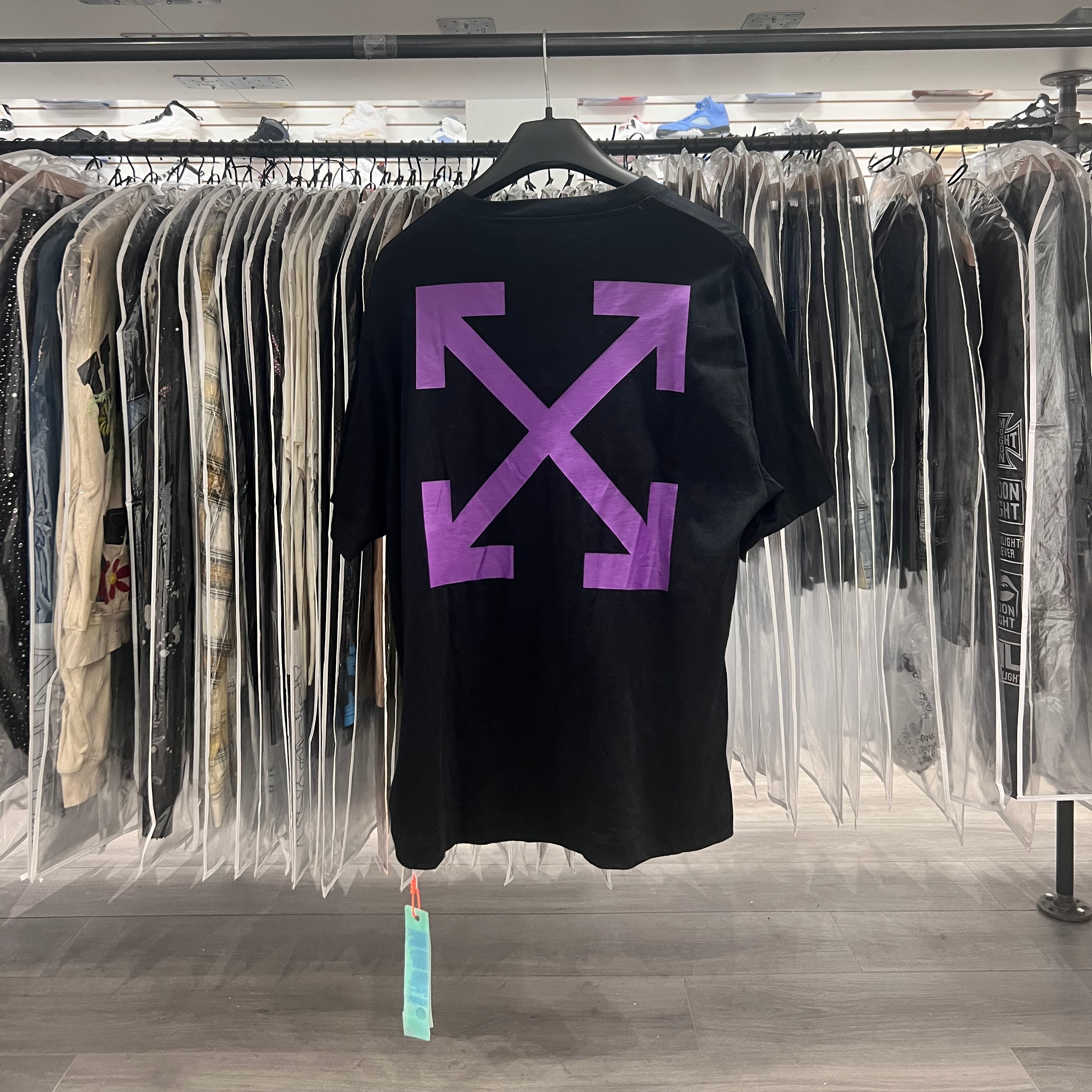 Off White Purple Stripe Caravaggio Tee Black (Lightly Worn)