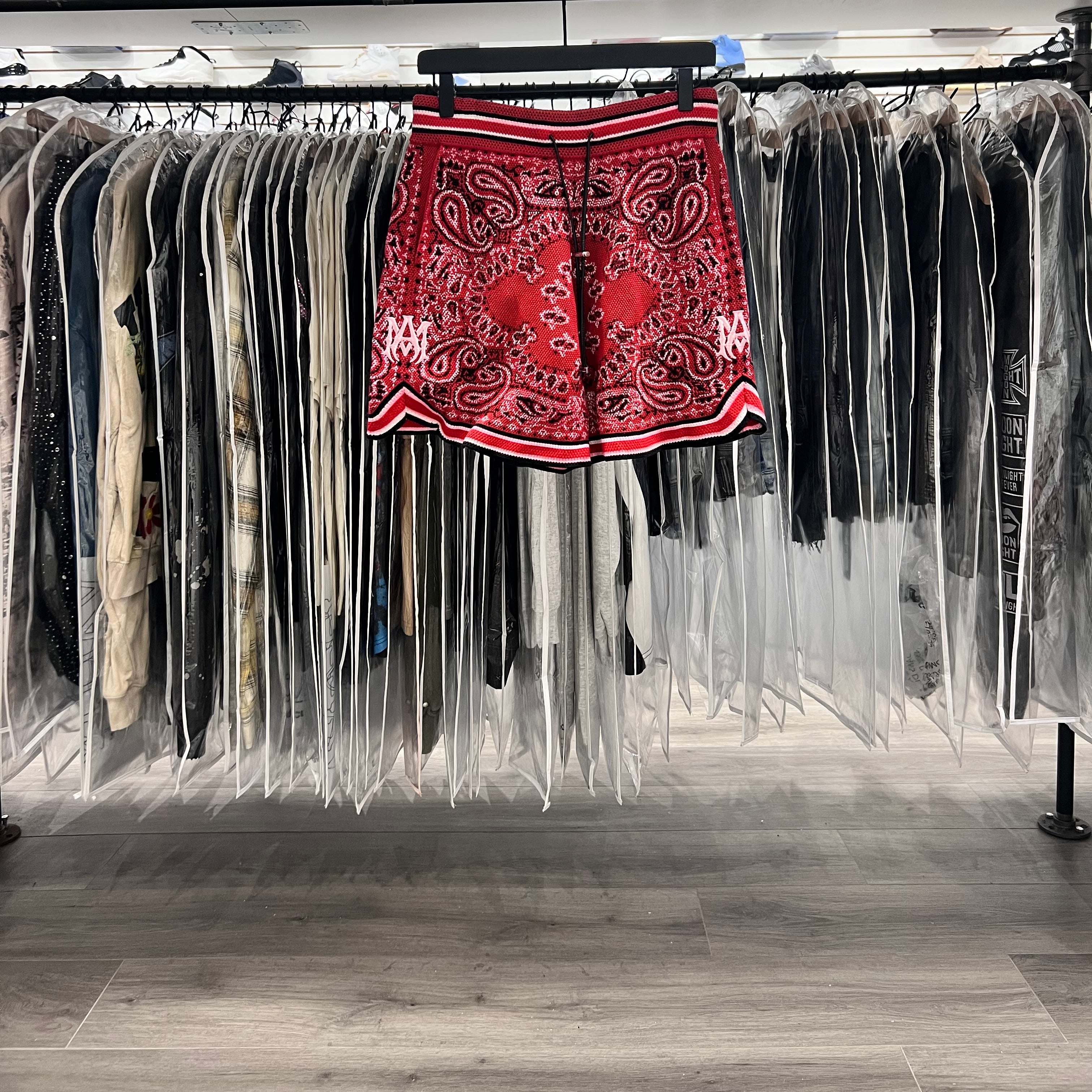 Amiri Multi Red Bandana Shorts (Lightly Worn)