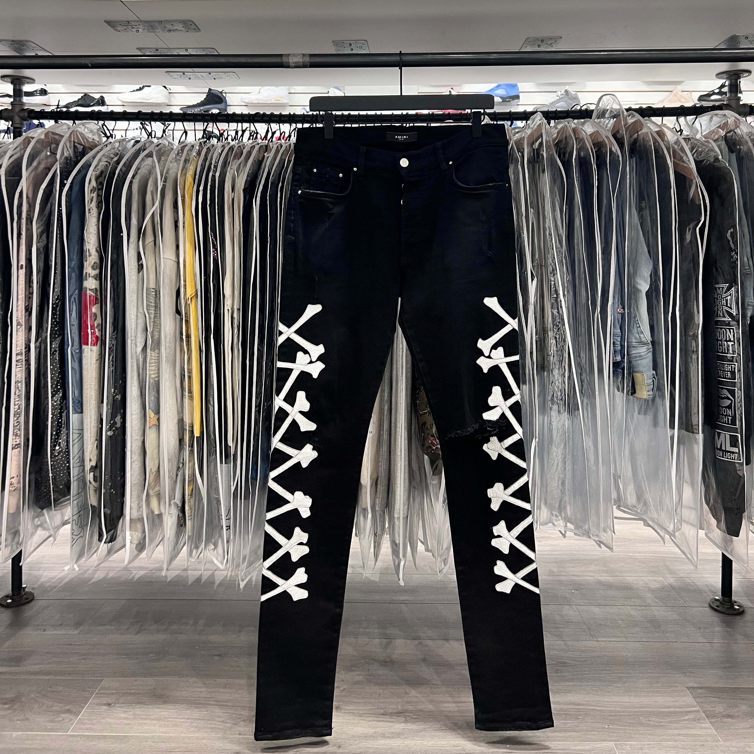 Amiri Cross Bones Jeans Silver White (Lightly Worn)