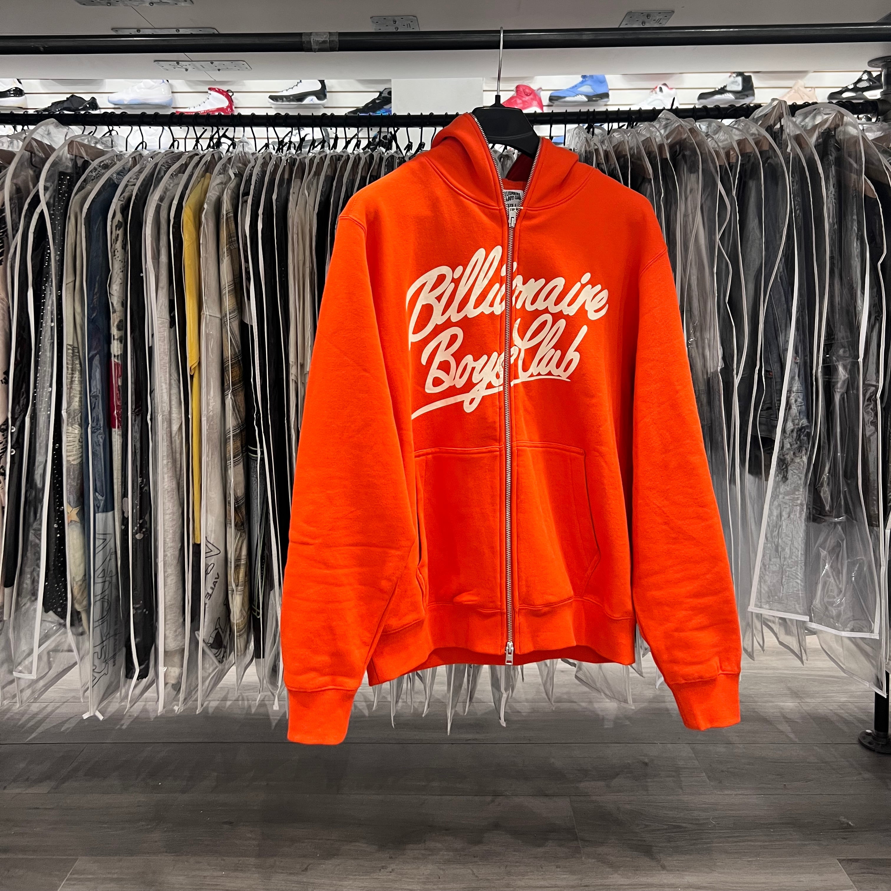Billionaire Boys Club Script Zip Up Hoodie Tangerine