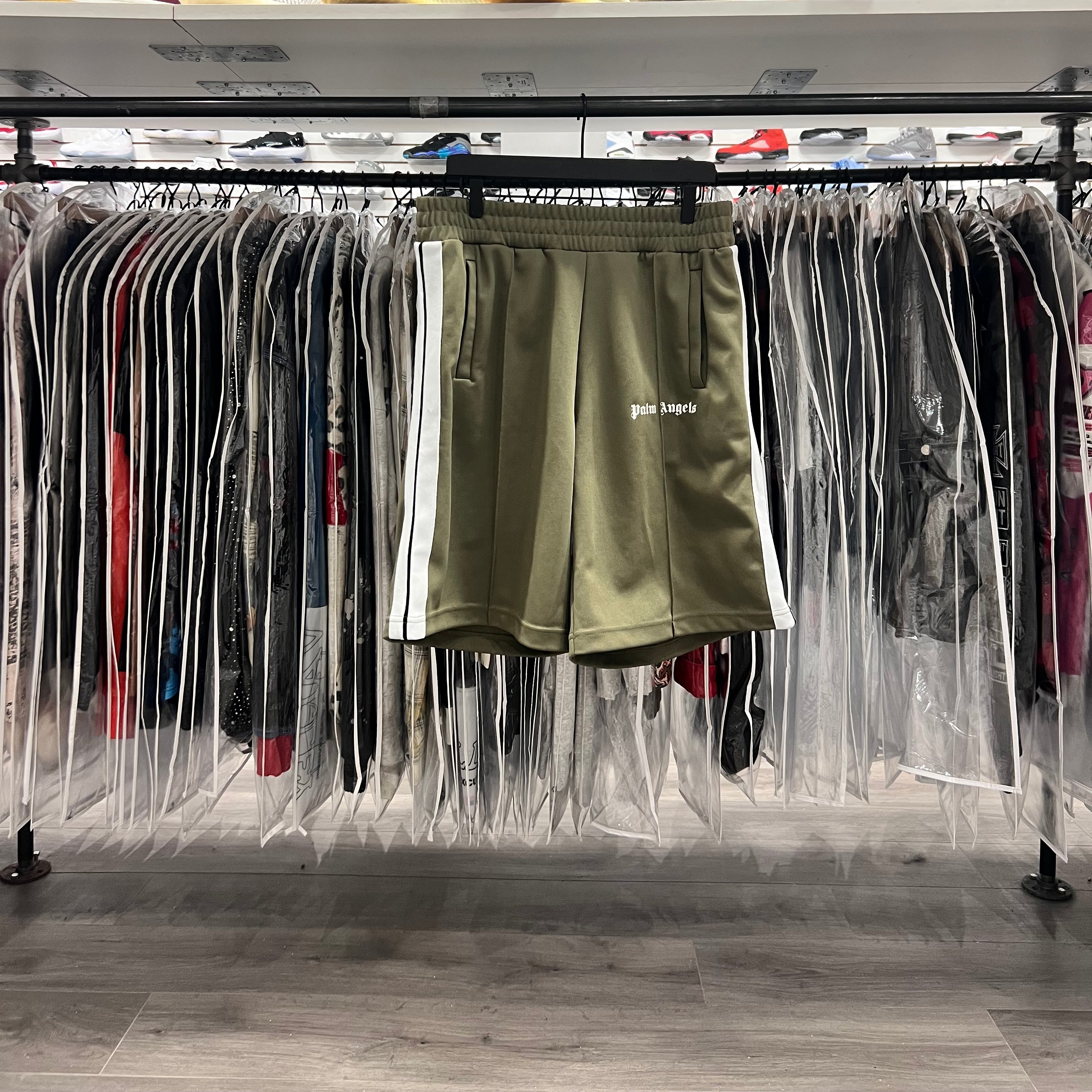 Palm Angels Track Shorts Olive (Lightly Worn)