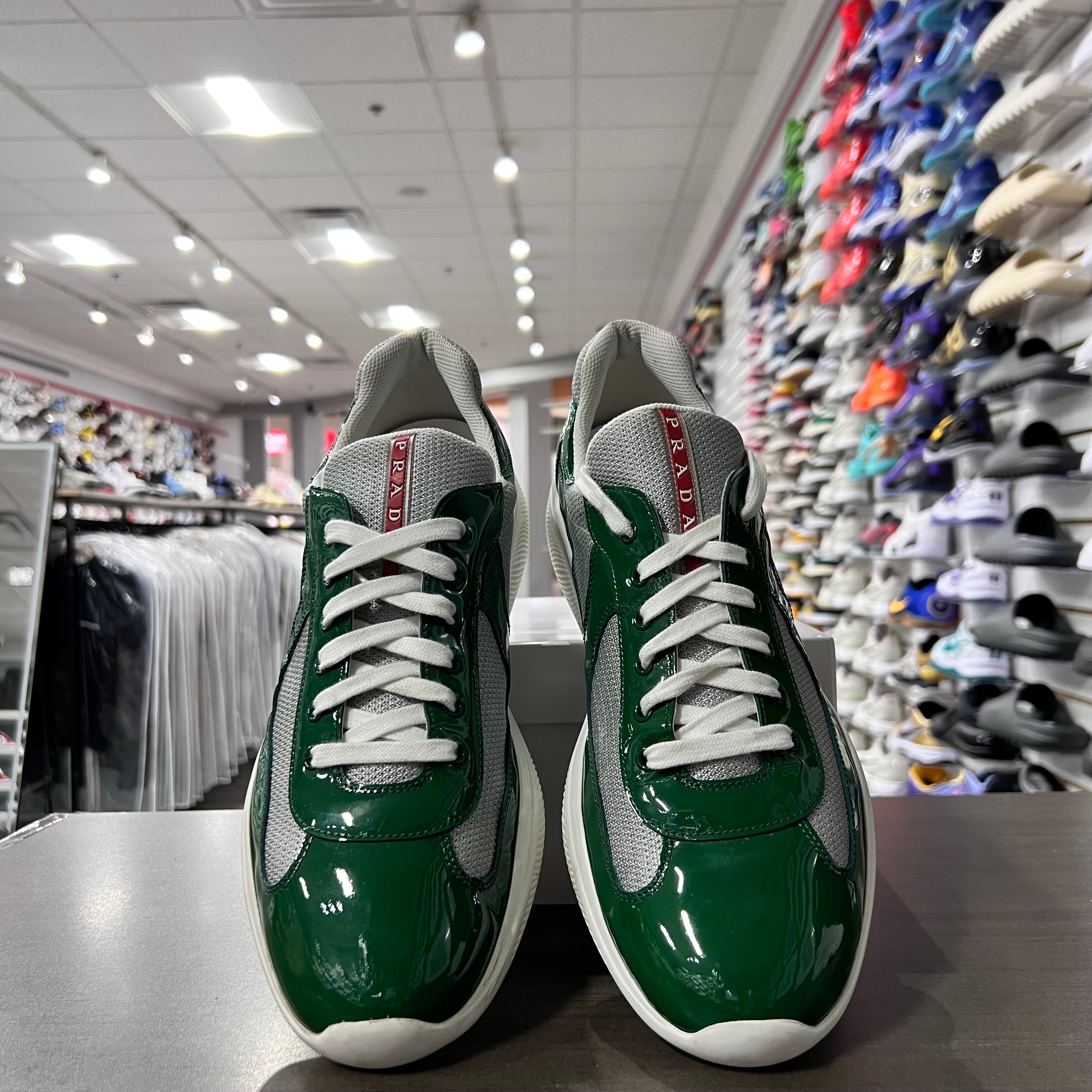 Prada Americas Cup Low Top Sneaker Green White (Lightly Worn+Replacement Box)