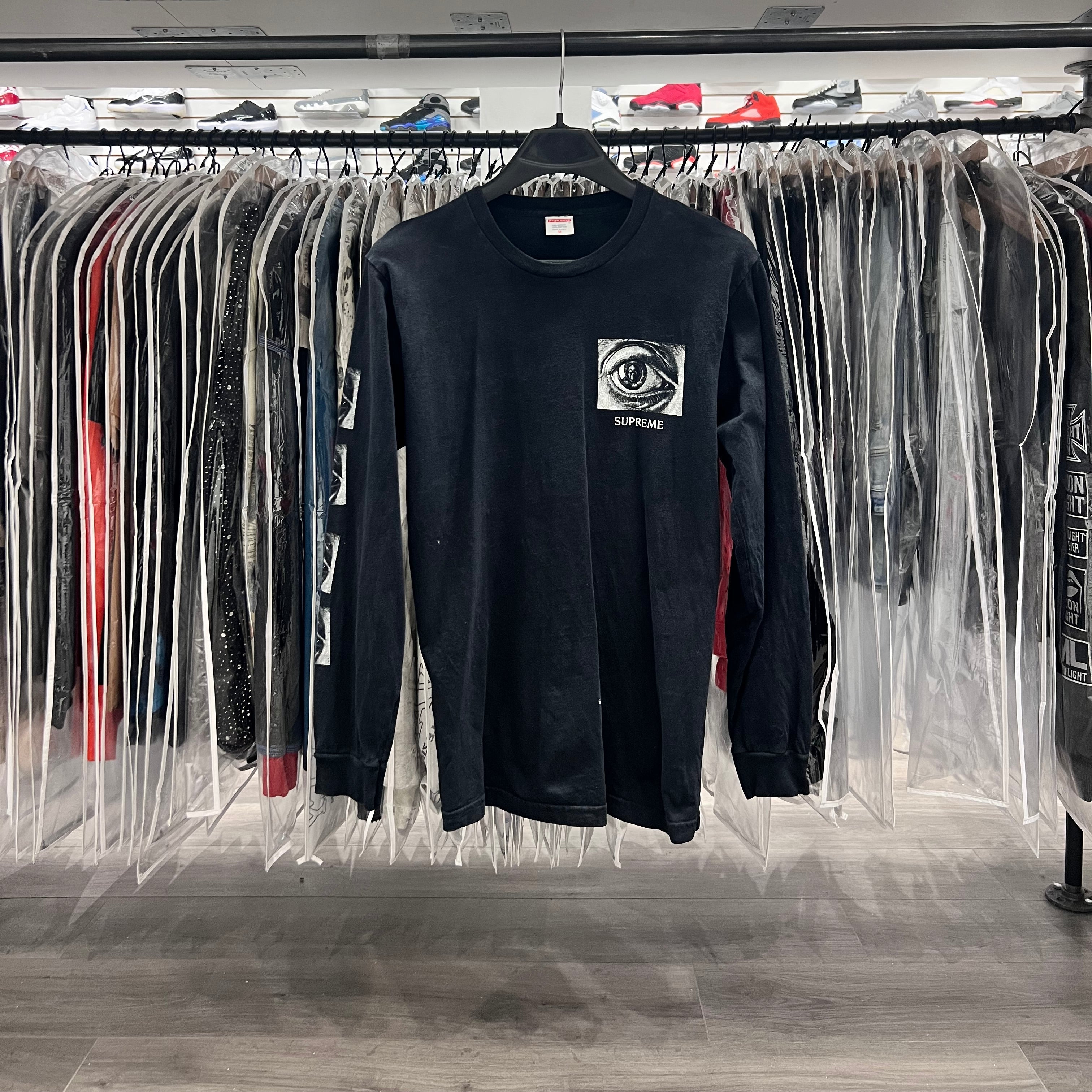 Supreme MC Esher Eye Long Sleeve Tee Black (Lightly Worn)