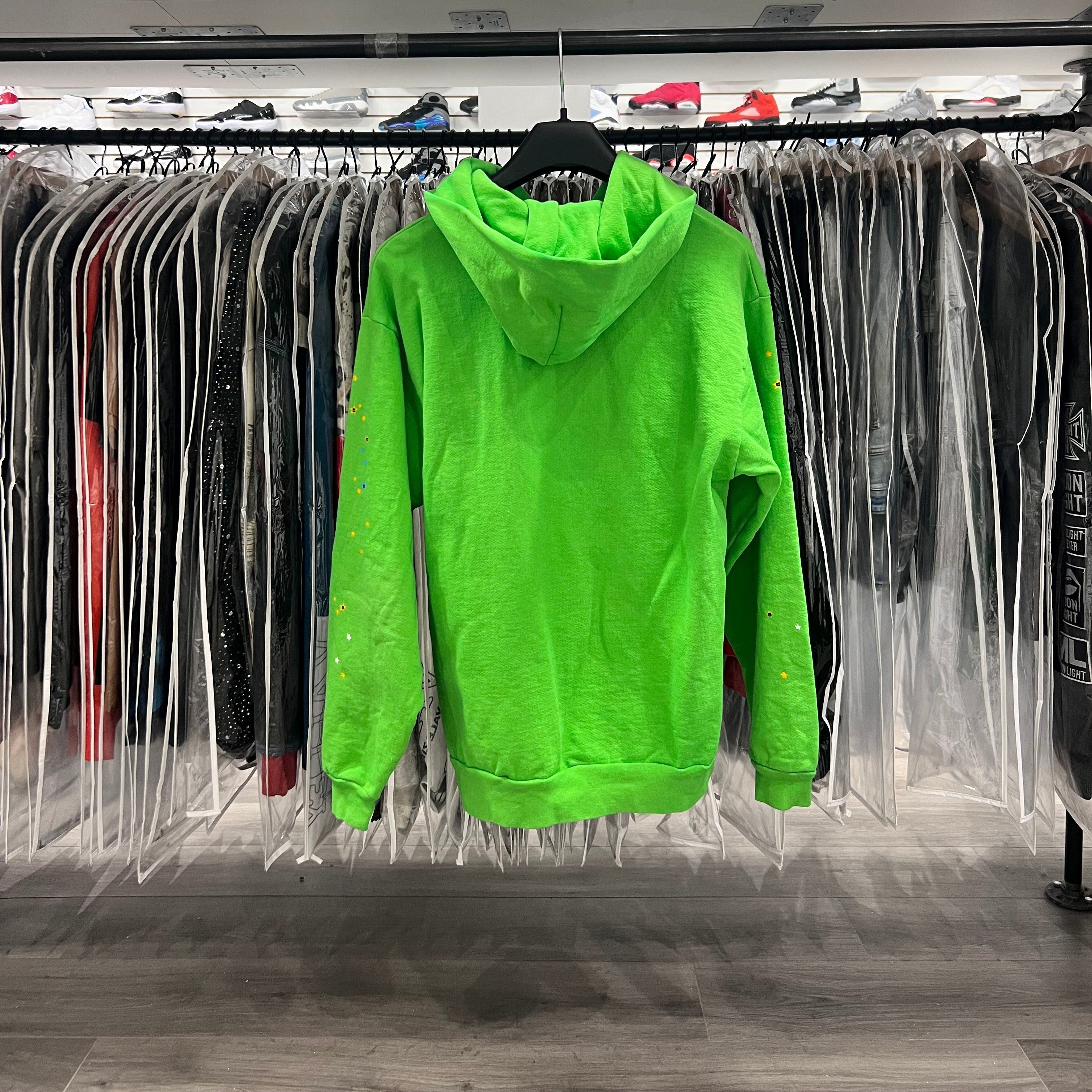 Sp5der Punk V2 Rhinestone Hoodie Bright Green (Lightly Worn)