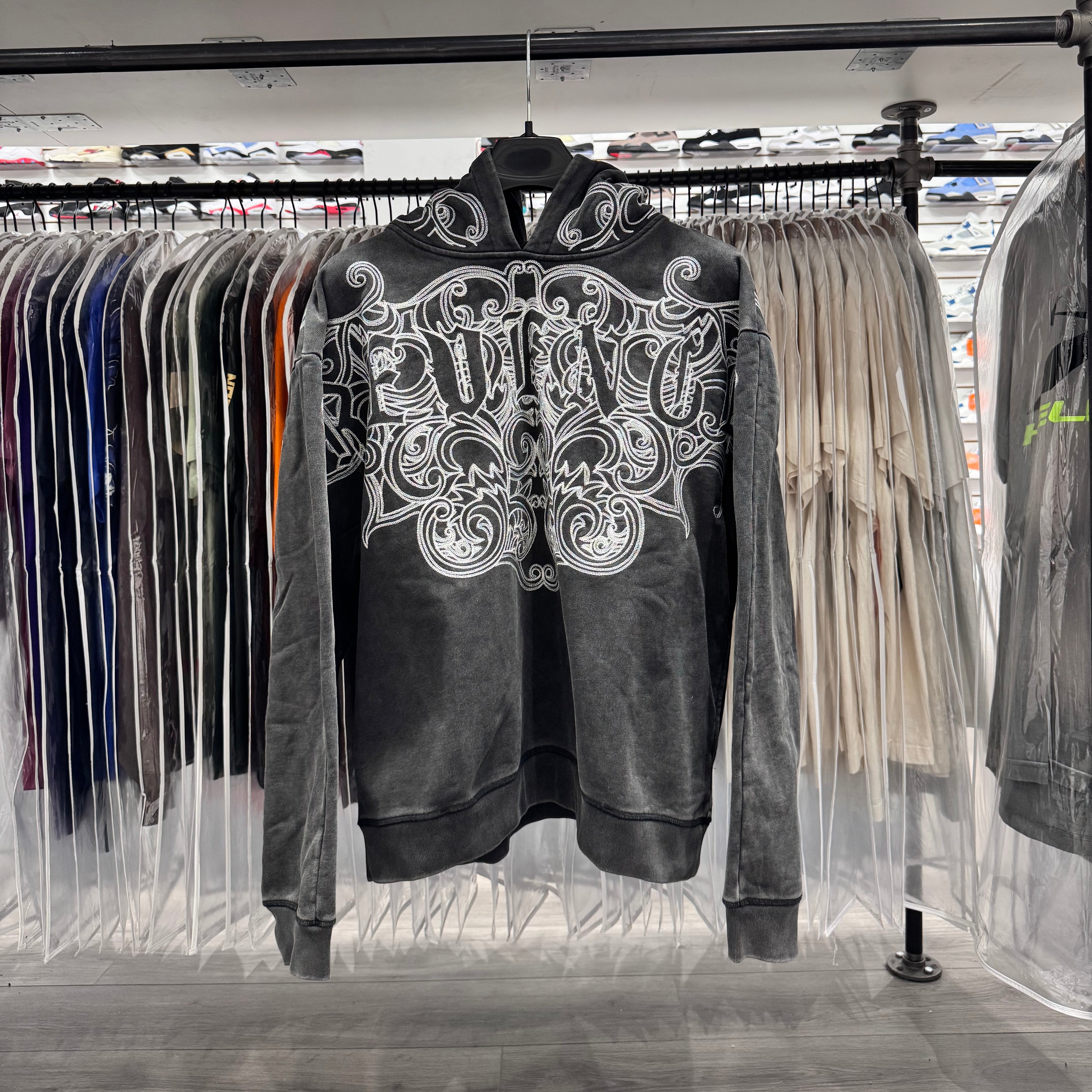 Revenge Embroidered Crest Hoodie Black