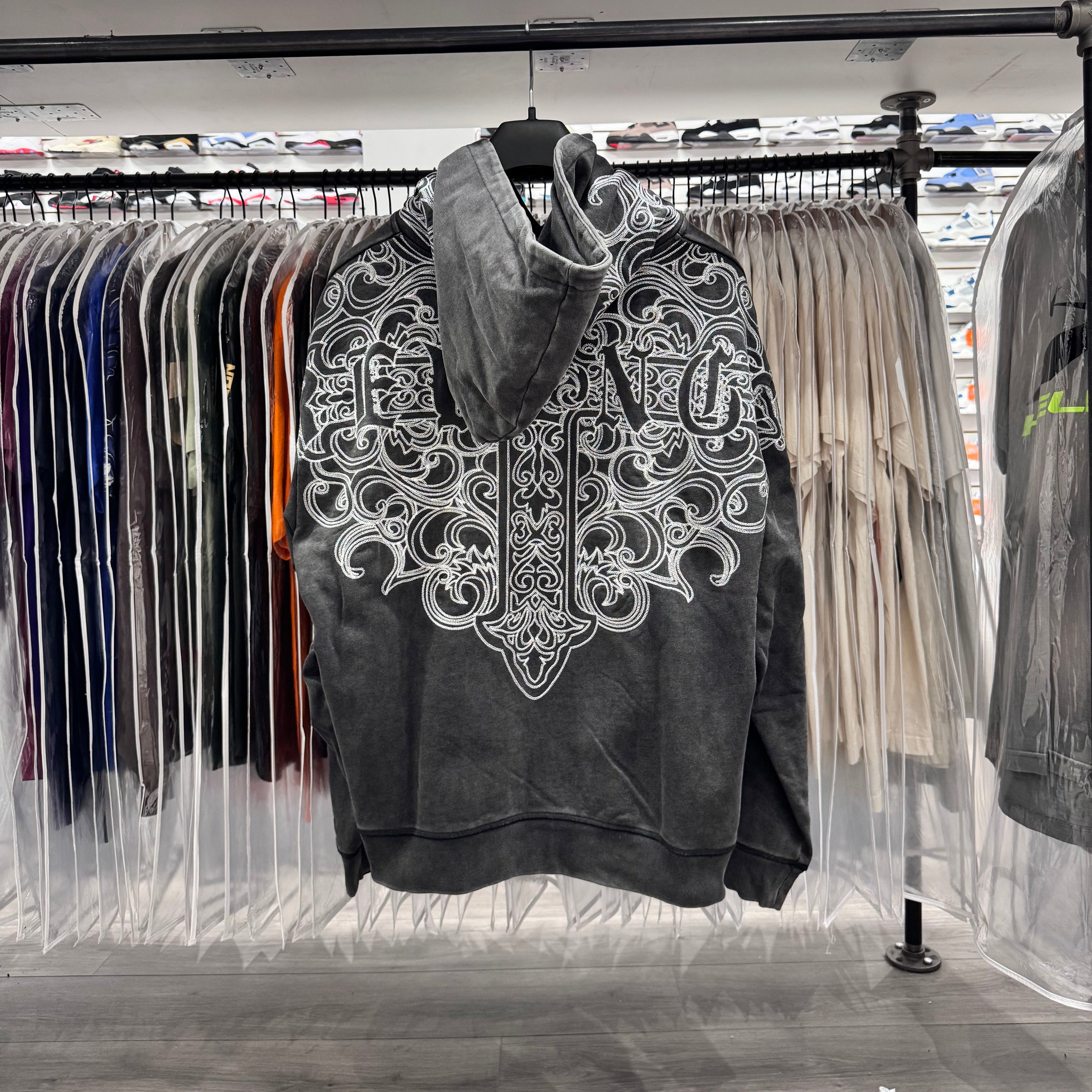 Revenge Embroidered Crest Hoodie Black