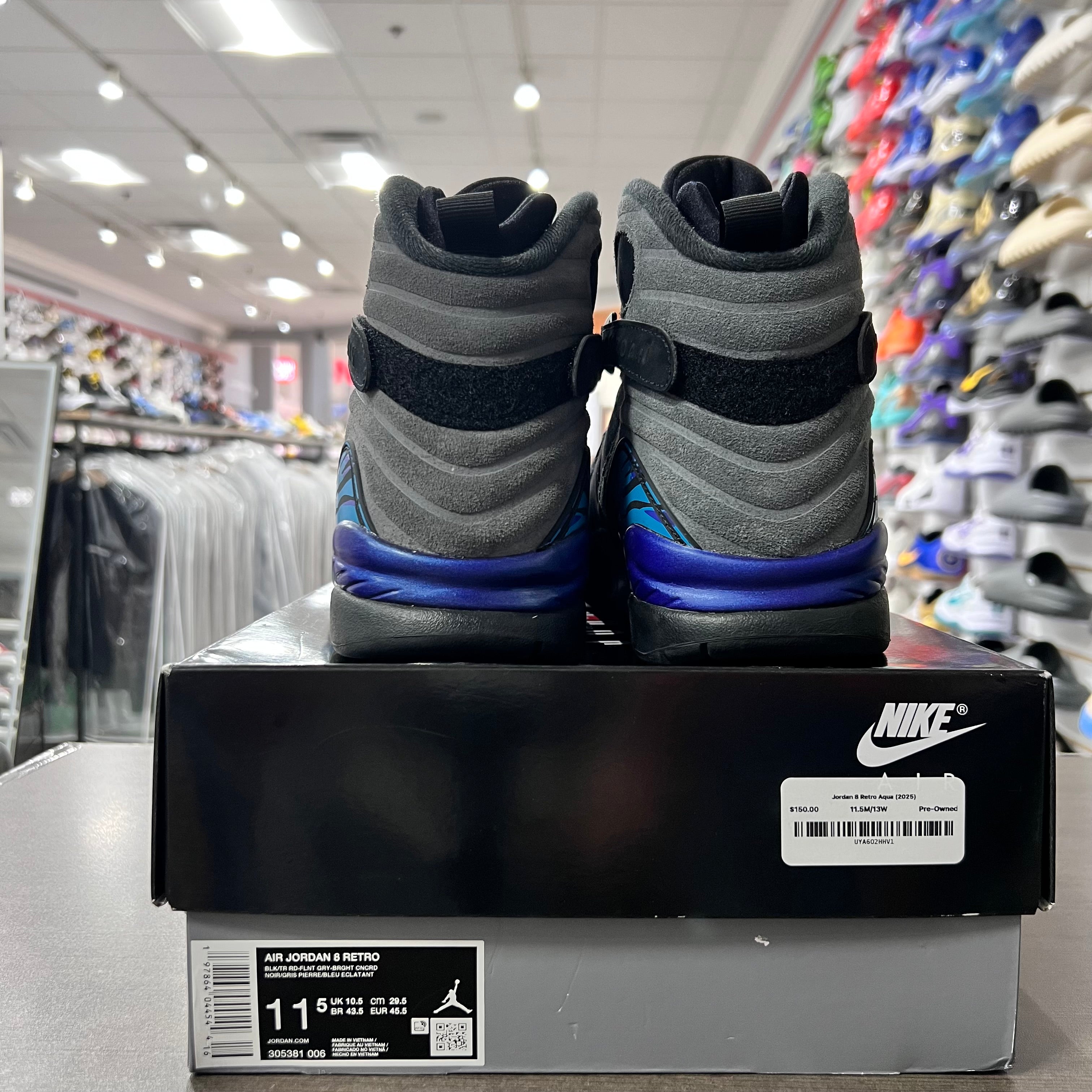 Jordan Retro 8 Mens Aqua (2025)(Lightly Worn)