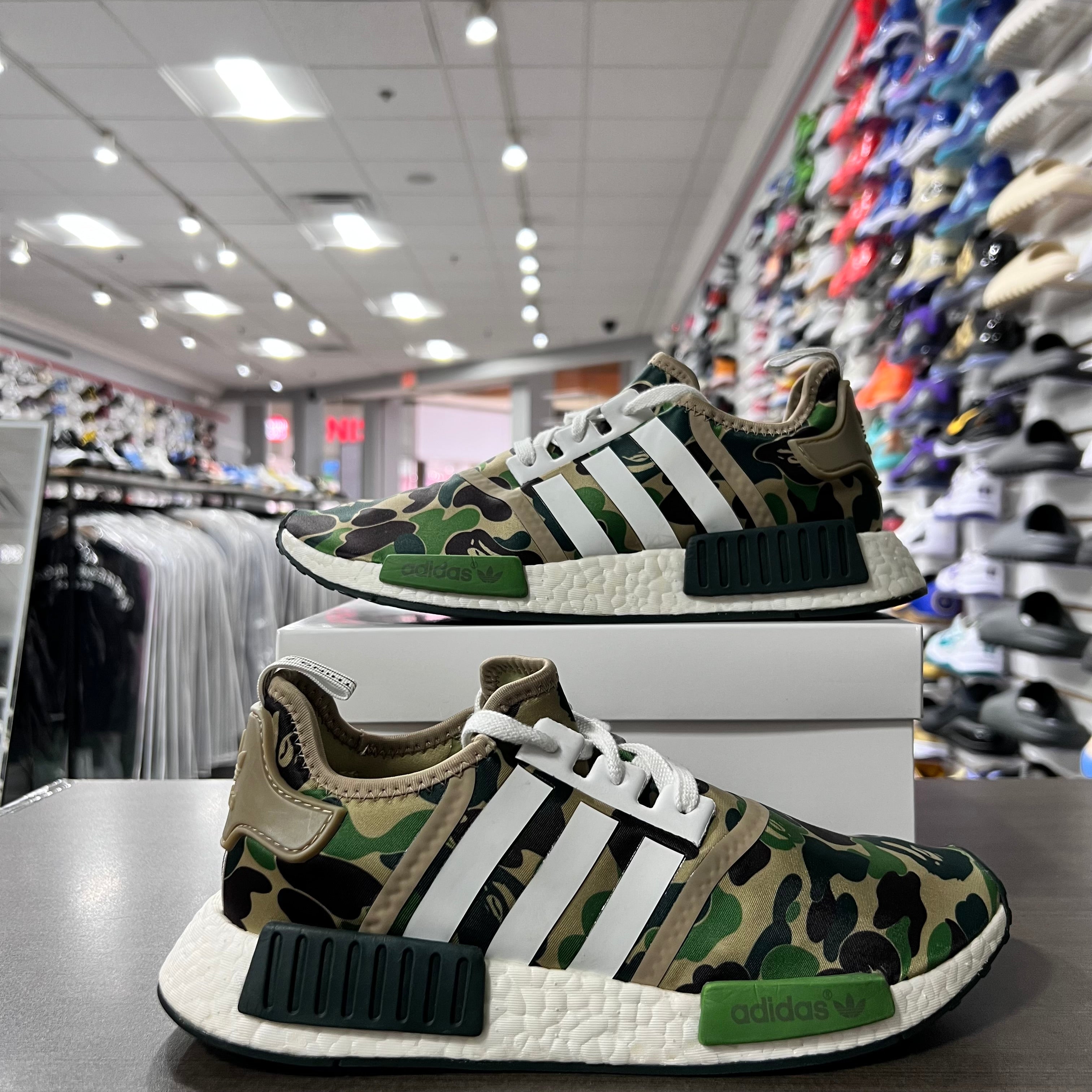 Adidas NMD R1 Bape Olive Camo (Lightly Worn+Replacement Box)