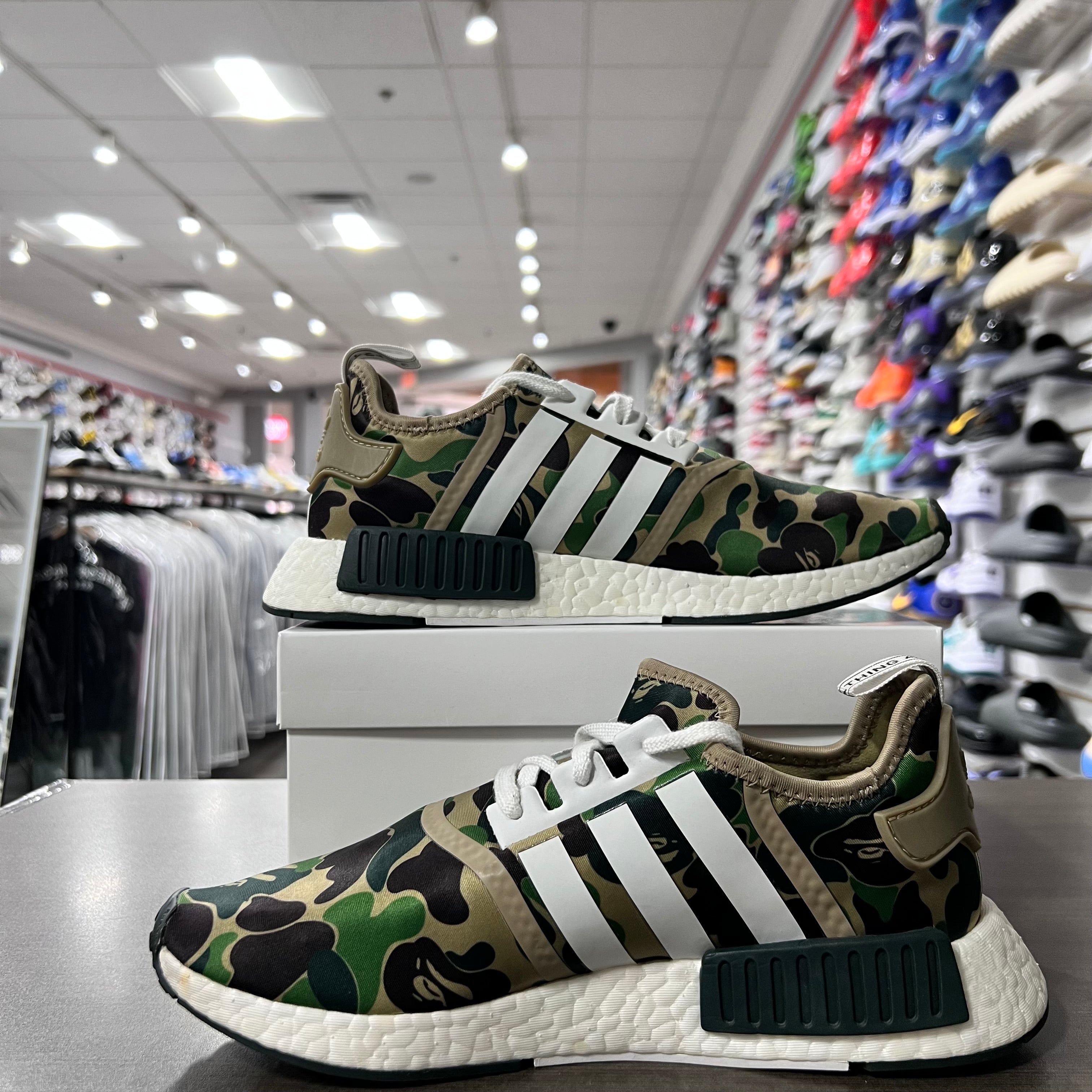 Adidas NMD R1 Bape Olive Camo (Lightly Worn+Replacement Box)