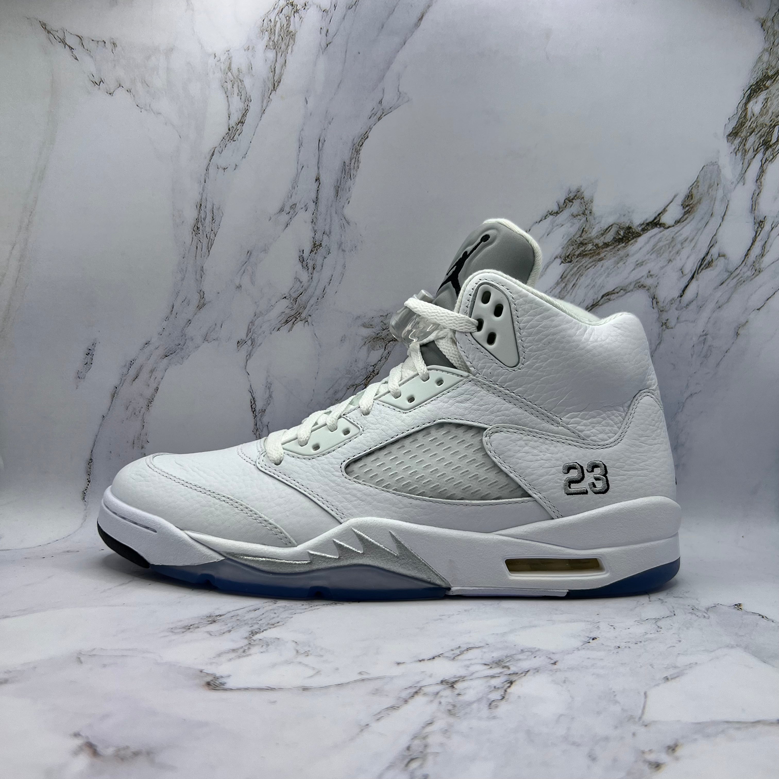Jordan Retro 5 Mens Metallic White